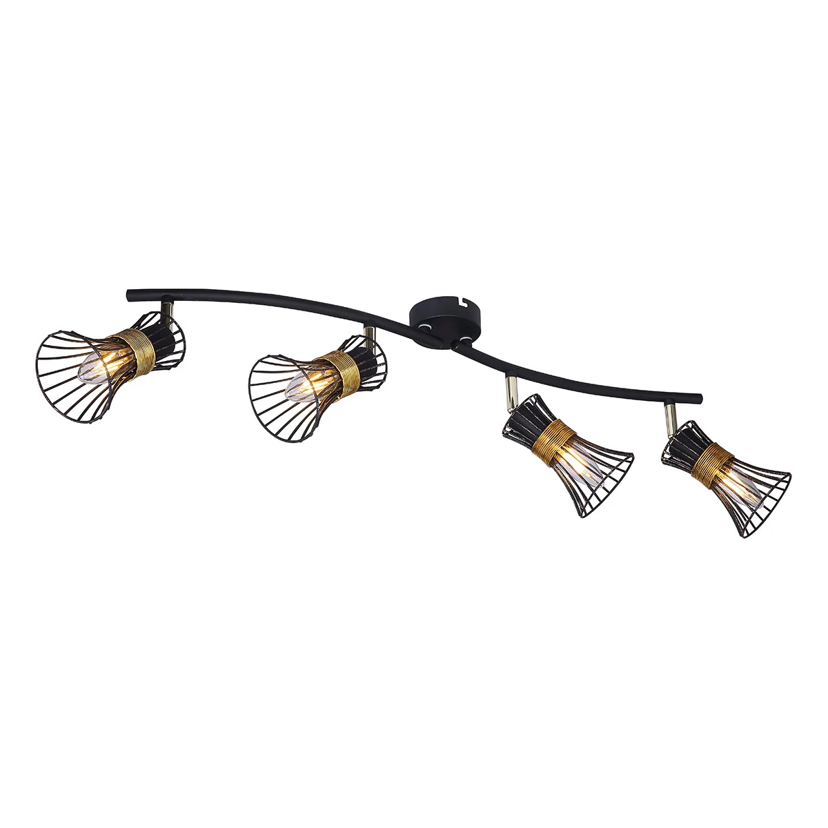 Foco negro de 4 luces negro/oro forma de cáliz Globo Purra