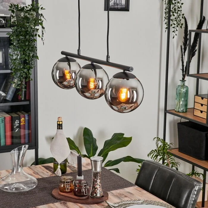 Gastor Lámpara Colgante - Cristal Cromo, Ahumado, 3 luces