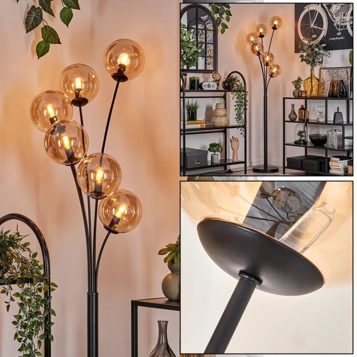 Gastor Lámpara de Pie - Cristal 15 cm Colores ámbar, 6 luces