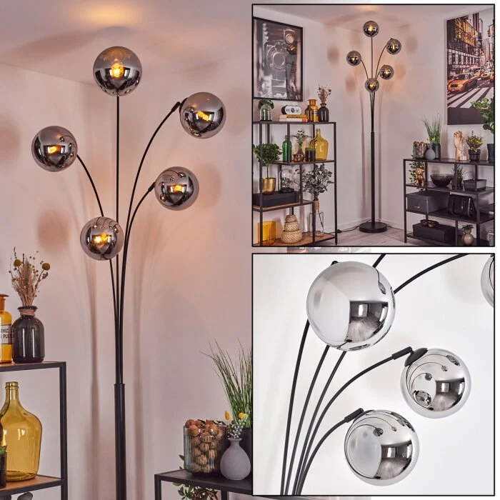 Gastor Lámpara de pie Cromo, 5 luces
