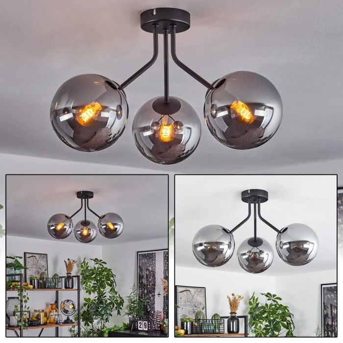 Gastor Lámpara de Techo Negro, 3 luces
