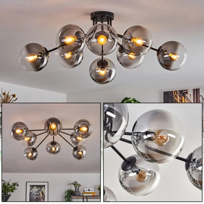 Gastor Plafones 87 cm Transparente, Ahumado, 8 luces
