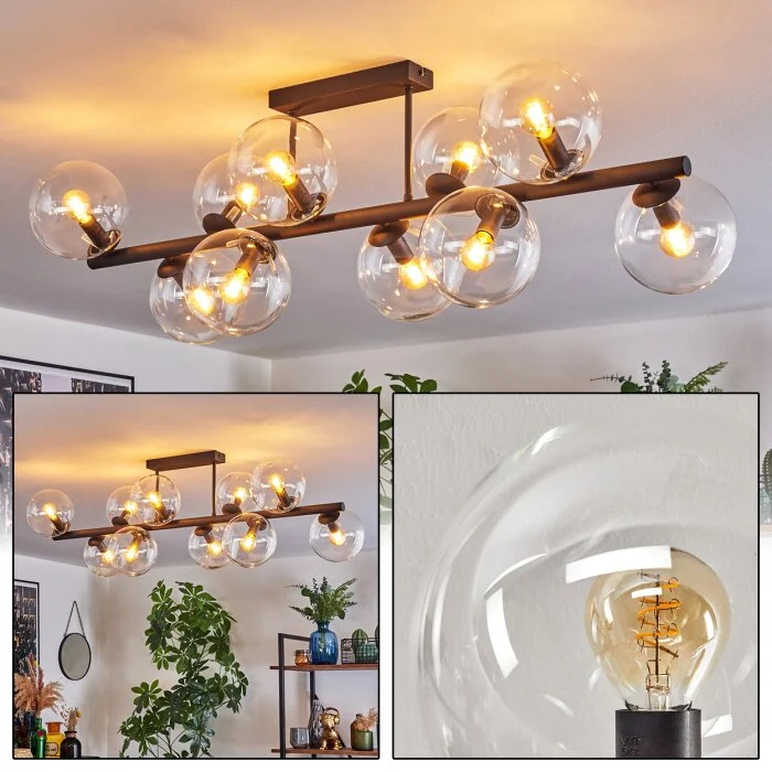 Gastor Plafones, Luminarias esféricas Transparente, 10 luces