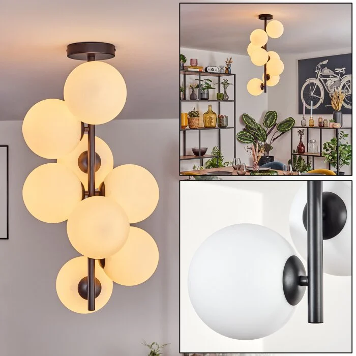 Gastor Plafones, Luminarias esféricas Transparente, 8 luces