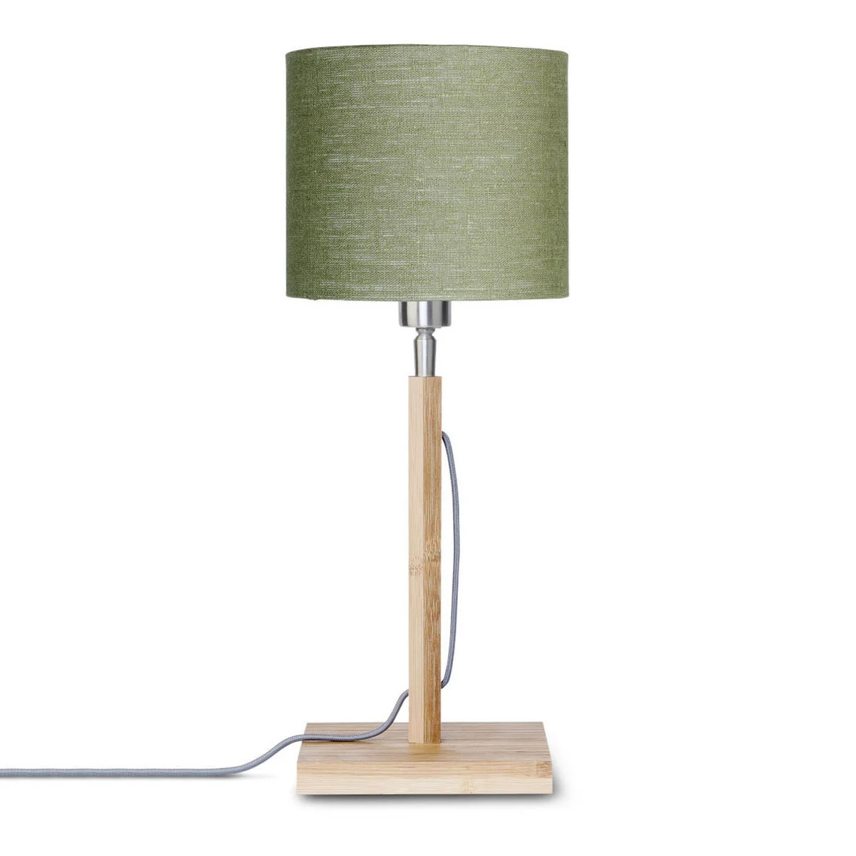 Lámpara de mesa escandinava verde de lino_bambú GOOD & MOJO Fuji