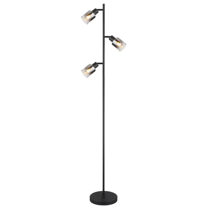 Globo HUBERTUS Lámpara de Pie Negro, 3 luces