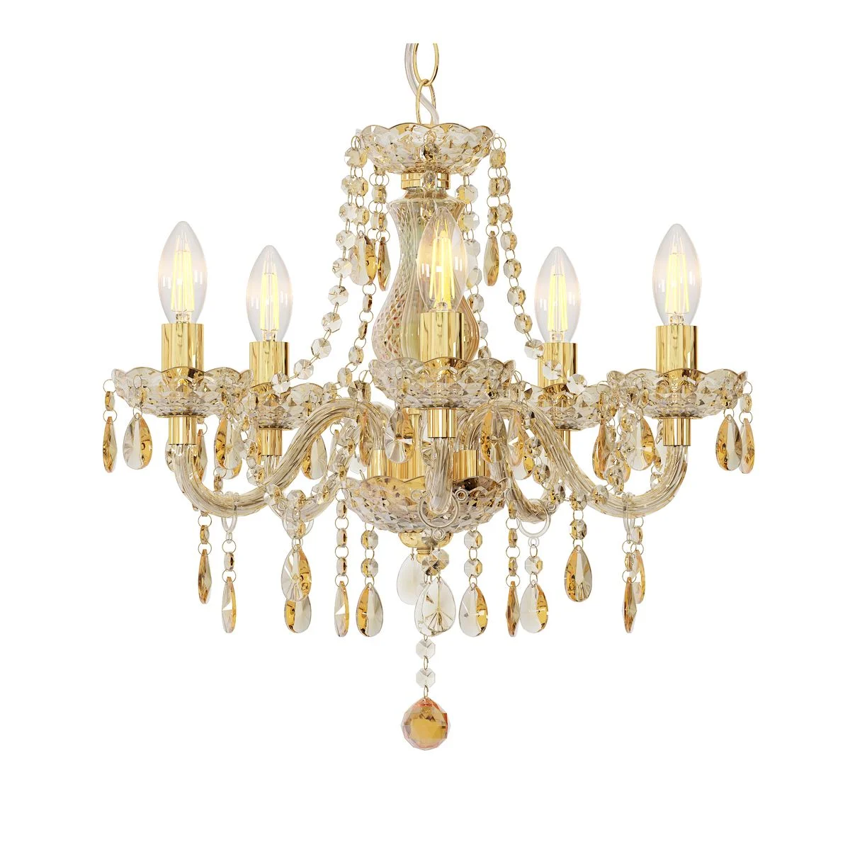 Candelabro dorado con cristales acrílicos Marie