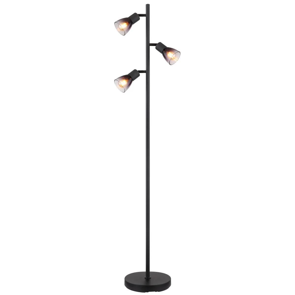 Lámpara de pie elegante en negro mate con focos regulables Satella