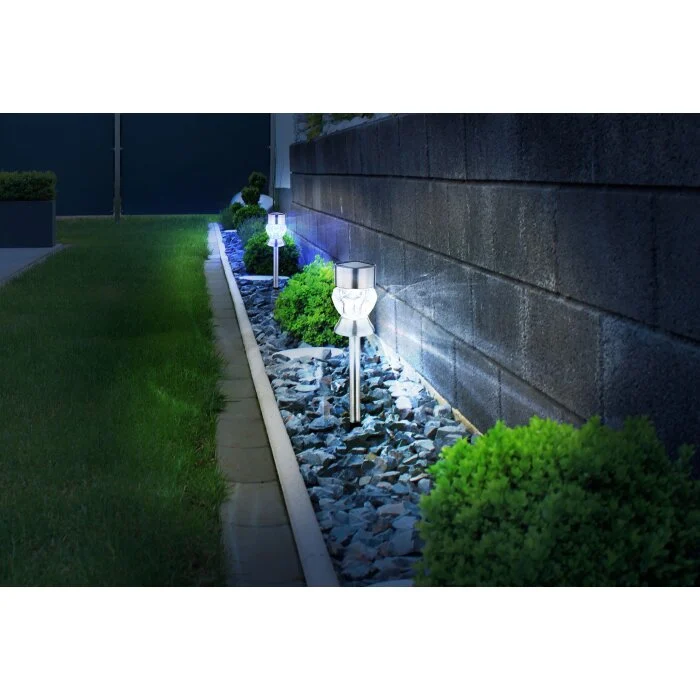 Globo SOLAR Poste de Jardín - Zestaw 2 sztuk LED Acero inoxidable, Negro, 1 luz