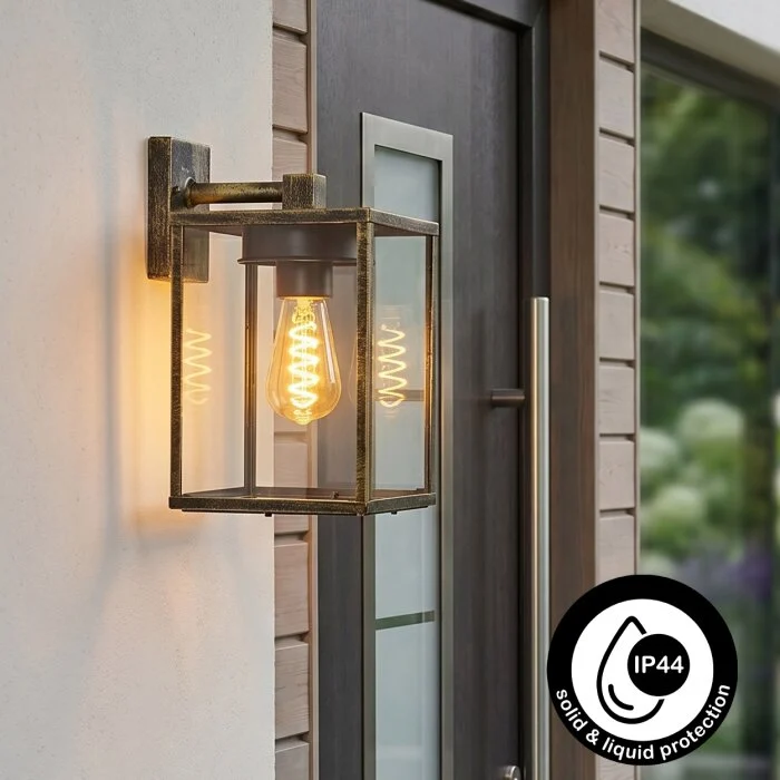 Gramilla Aplique para exterior dorado, Negro, 1 luz