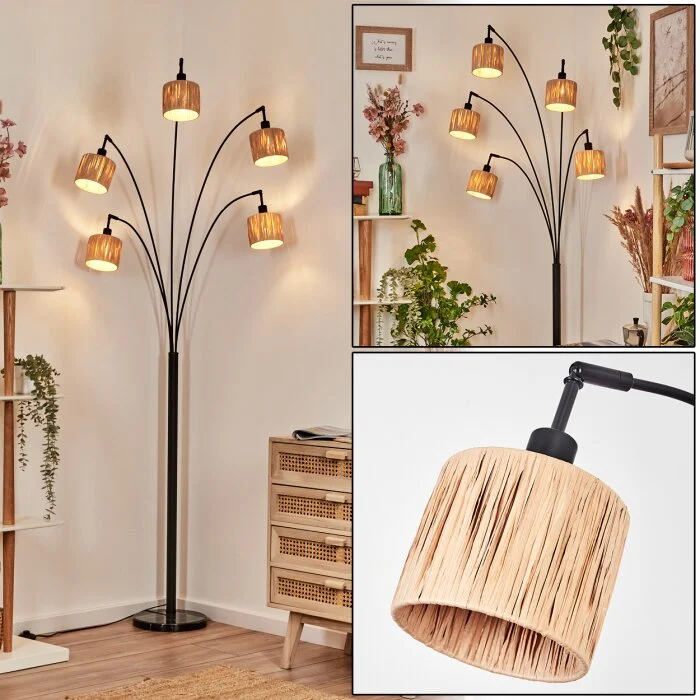 Granja Lámpara de pie Negro, 5 luces