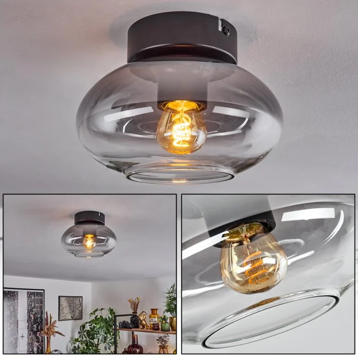 Haikala Lámpara de Techo Transparente, Ahumado, 1 luz