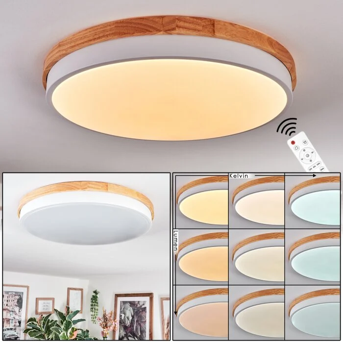 Hiral Plafones, Panel LED Crudo, Blanca, 1 luz, Mando a distancia