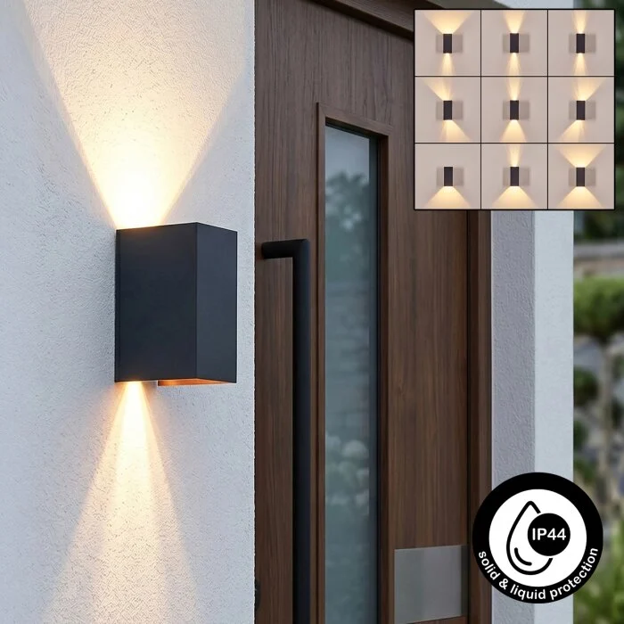 Hoods Aplique de exterior, Lámpara Up & Down, Apliques LED Cobre, Negro, 1 luz