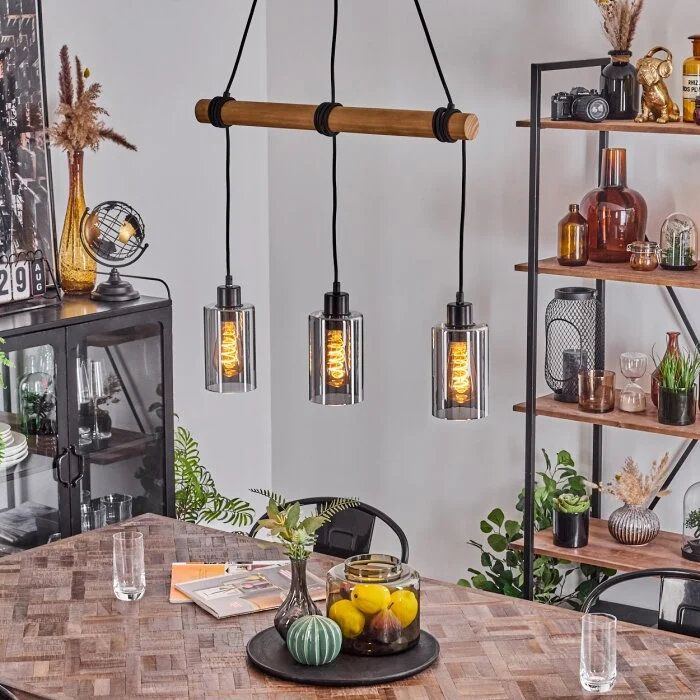 Hunouri Lámpara Colgante Crudo, 3 luces