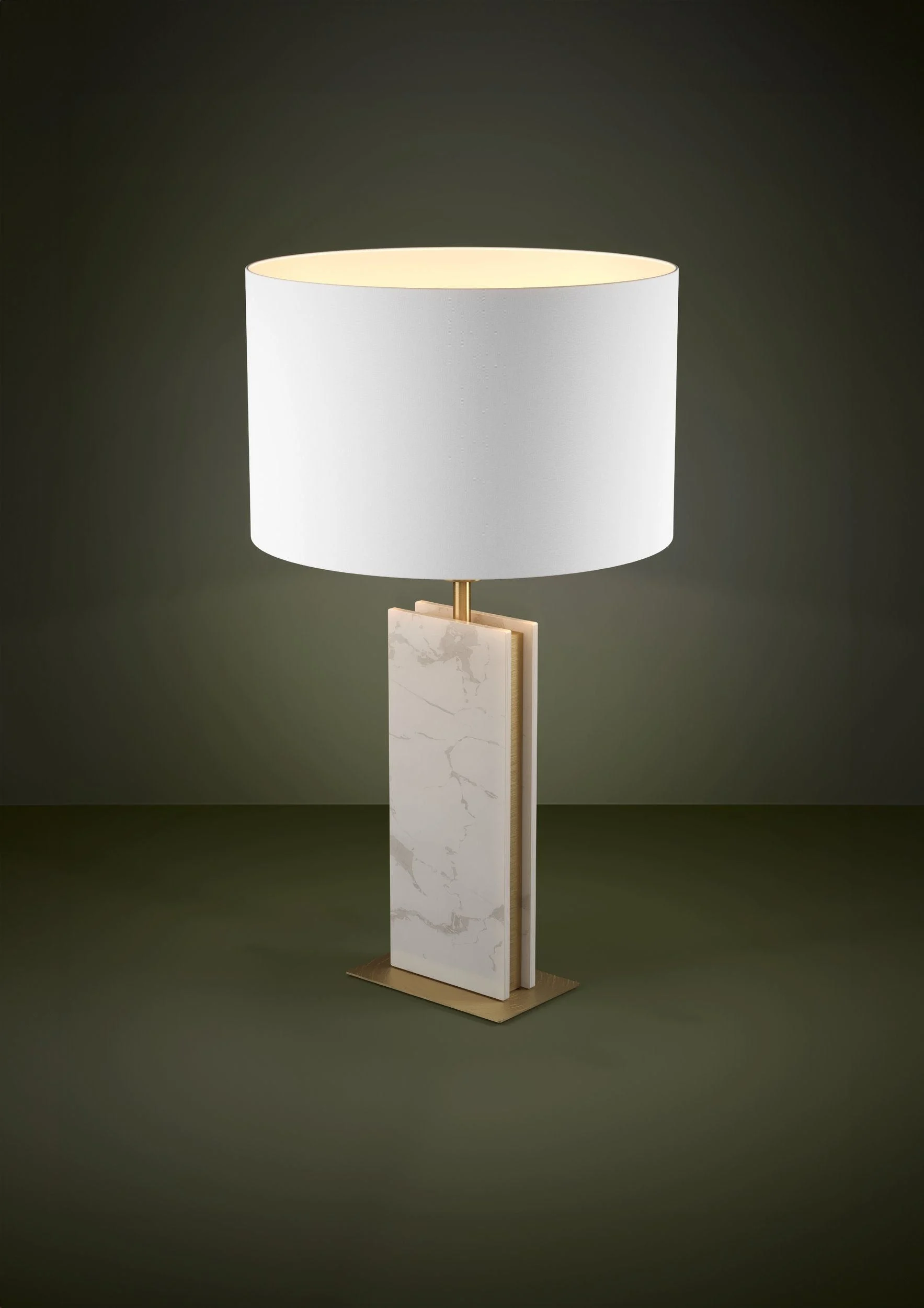 Lámpara de mesa EGLO Belesar piedra y latón E27 Ø38cm