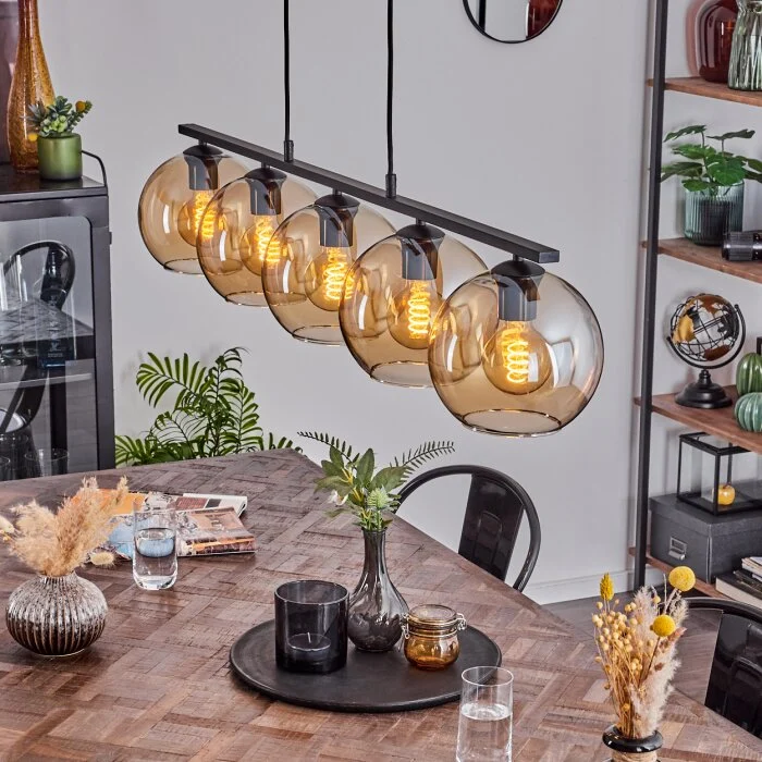 Koyoto Lámpara Colgante Cristal 20 cm Colores ámbar, 5 luces
