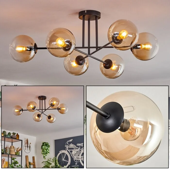 Koyoto Lámpara de Techo - Cristal 15 cm Colores ámbar, Transparente, 6 luces