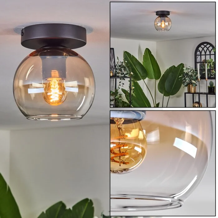 Koyoto Lámpara de Techo - Cristal 15 cm Colores ámbar, Transparente, 1 luz