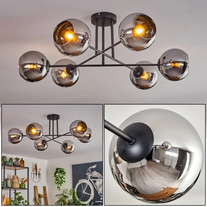 Koyoto Lámpara de Techo - Cristal 15 cm Cromo, 6 luces