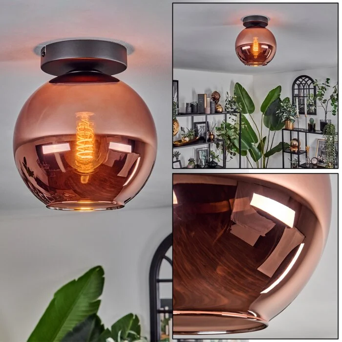 Koyoto Lámpara de Techo - Cristal 20 cm Color cobre, 1 luz