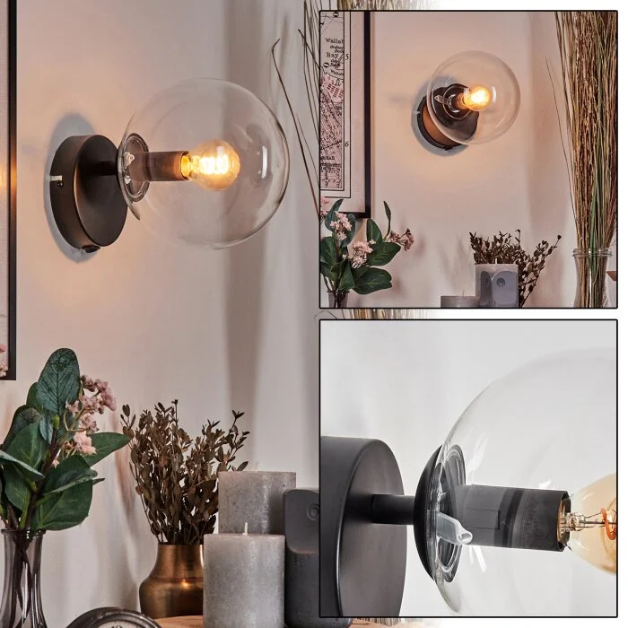 Koyoto Luminarias esféricas, Apliques, Spot de pared Transparente, 1 luz