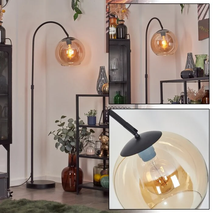 Koyoto Luminarias esféricas, Lámpara de pie, Lámparas de pie tipo arco Colores ámbar, 1 luz
