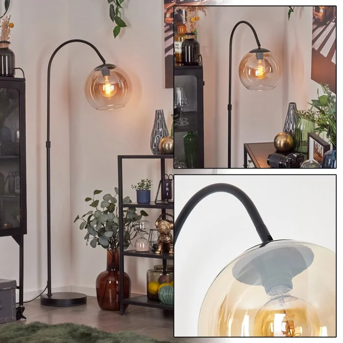 Koyoto Luminarias esféricas, Lámpara de pie, Lámparas de pie tipo arco Colores ámbar, Transparente, 1 luz