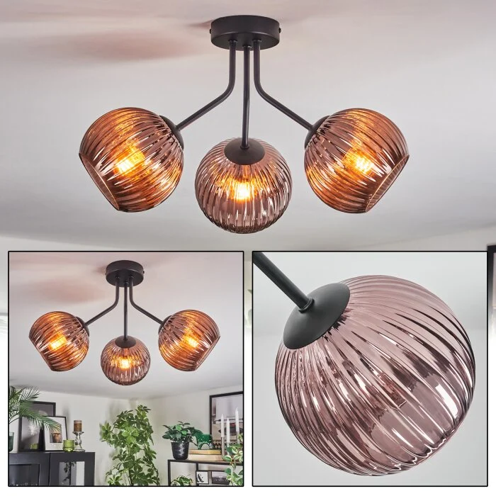 Koyoto Plafones, Luminarias esféricas Color cobre, 3 luces