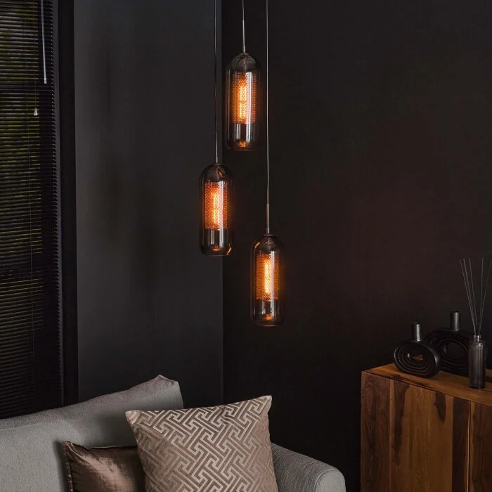 Lalora Lámpara pendular Negro, 3 luces