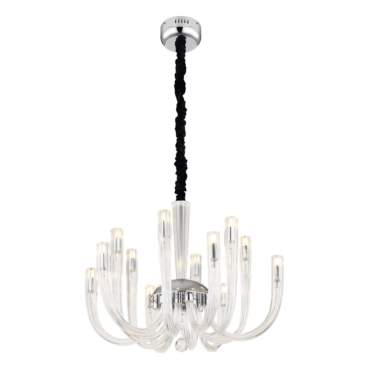 Lámpara araña diseño cromado de 12 luces metal/vidrio Globo Akko