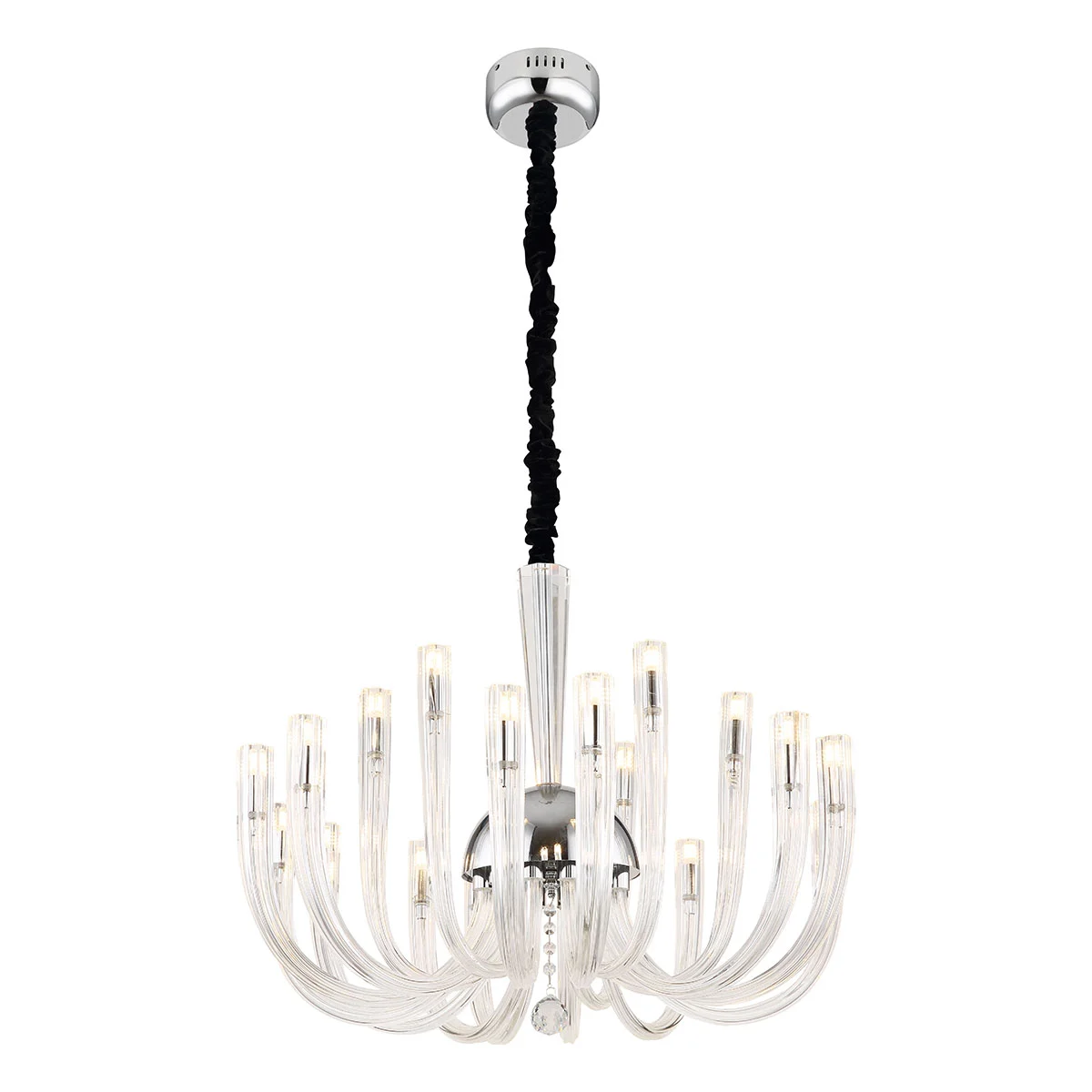Lámpara araña diseño cromado de 18 luces metal/vidrio Globo Akko