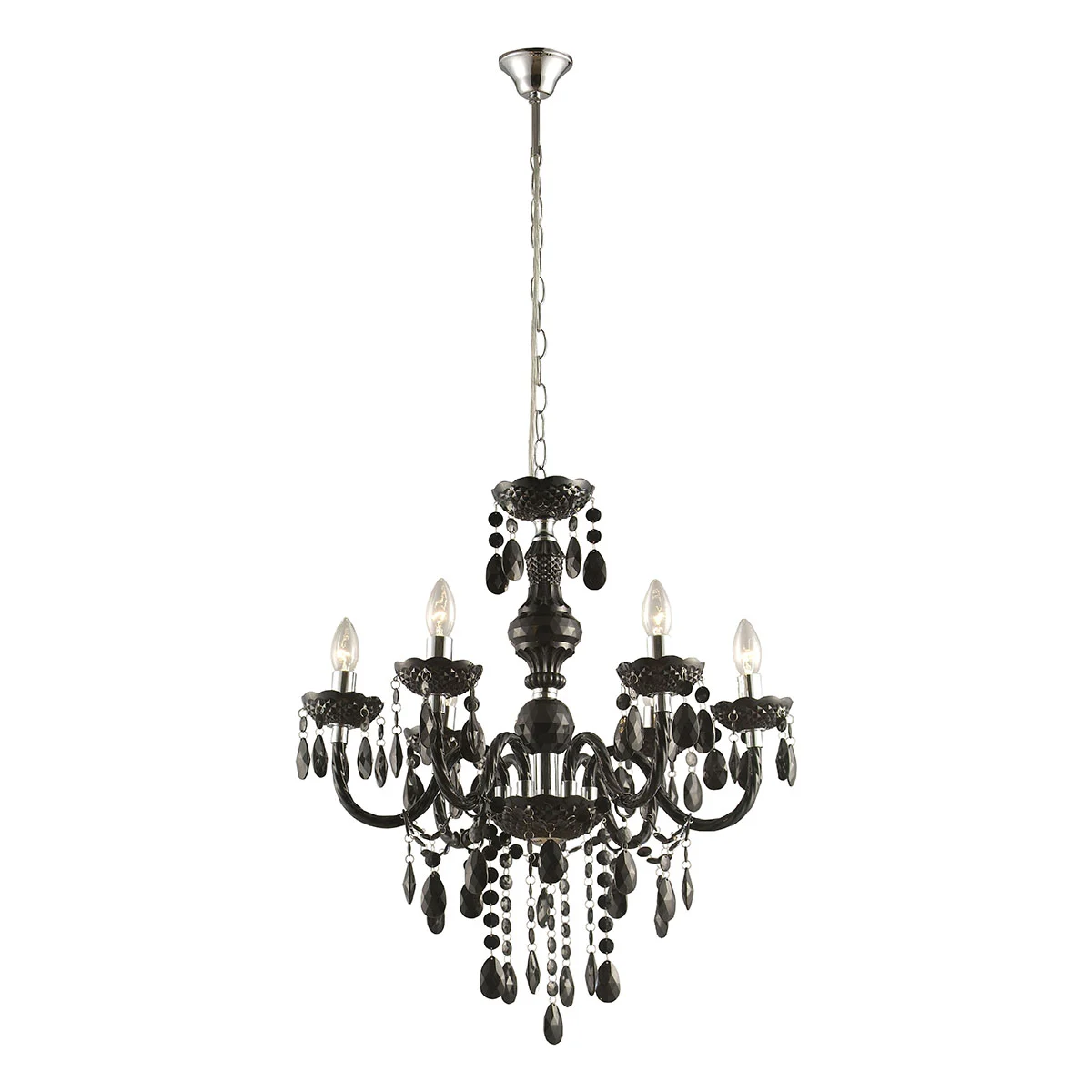 Lámpara araña negra de 6 luces metal/acrílico Globo Cuimbra I