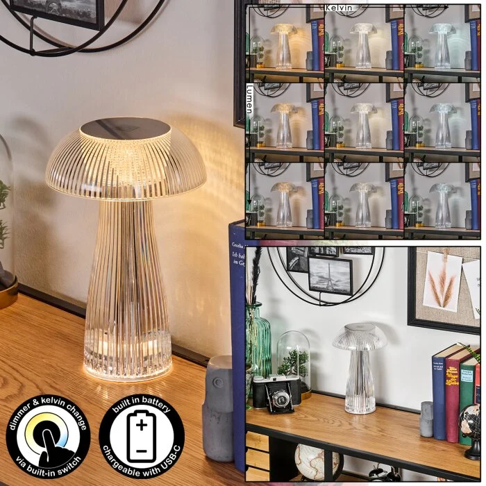 Lámpara Champiñón  Balsa Lámparas de mesa LED Transparente, claro, 1 luz