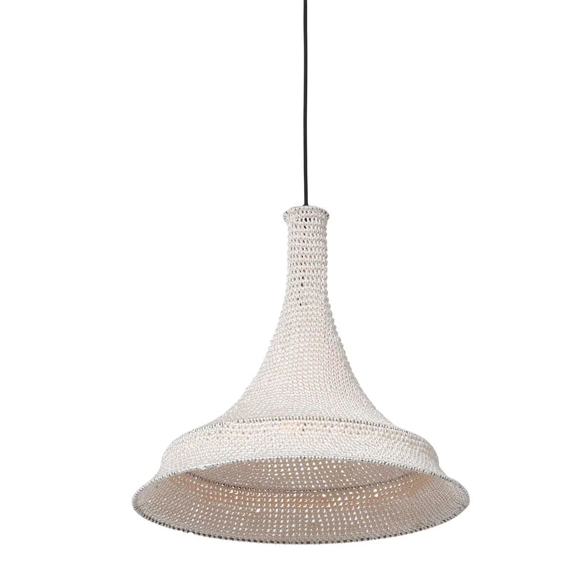 Lámpara colgante bohemia de tela blanca en forma de cúpula Anne Light & Home Marrakesch