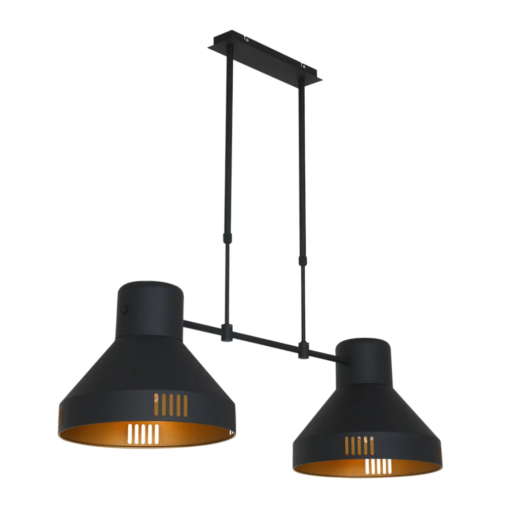 Lámpara colgante doble Mexlite Evy negro y dorado