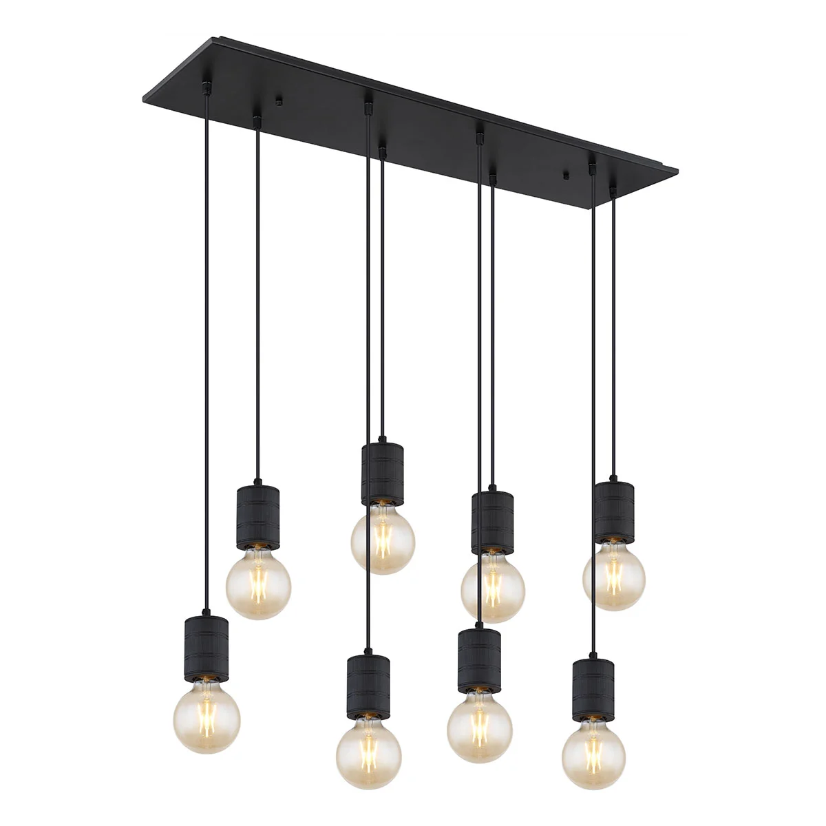Lámpara colgante minimalista negra de 8 luces Globo Hermine