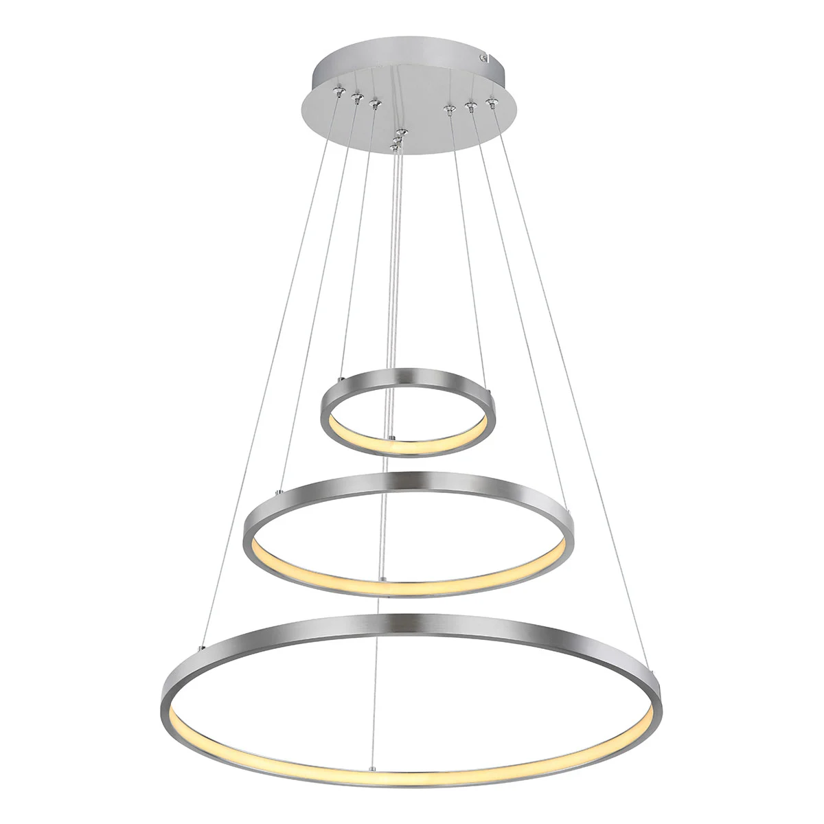 Lámpara colgante vertical 3 anillos níquel Globo Ralph