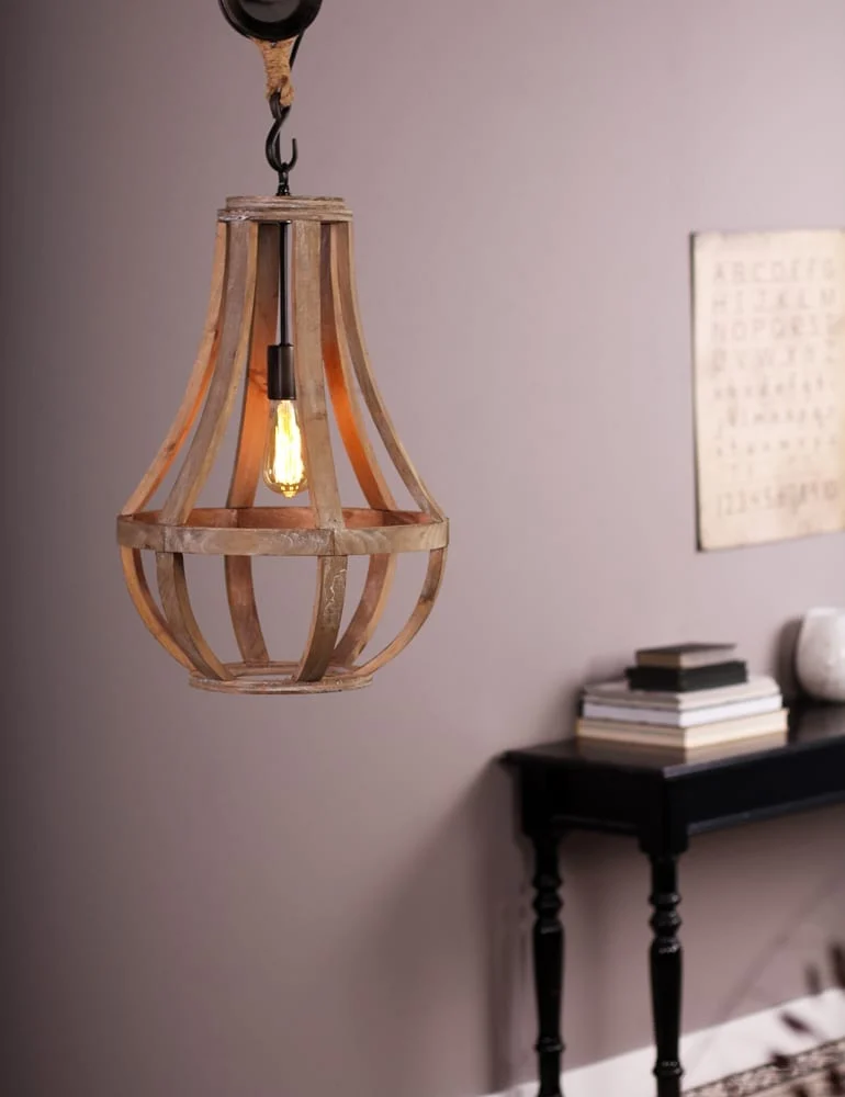 Lámpara de araña jaula de madera Anne Lighting Liberty Bell