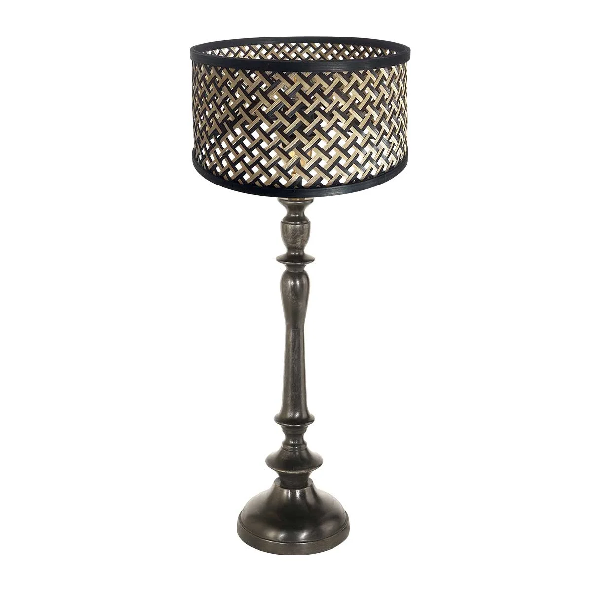 Lámpara de mesa alta y brillante con pantalla de mimbre Anne Light & Home Bois