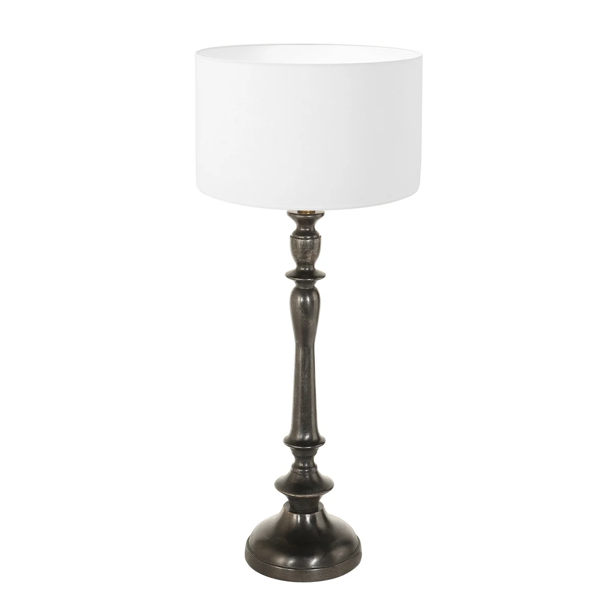 Lámpara de mesa clásica blanca y negra Steinhauer Bois negroantiguo y blanco