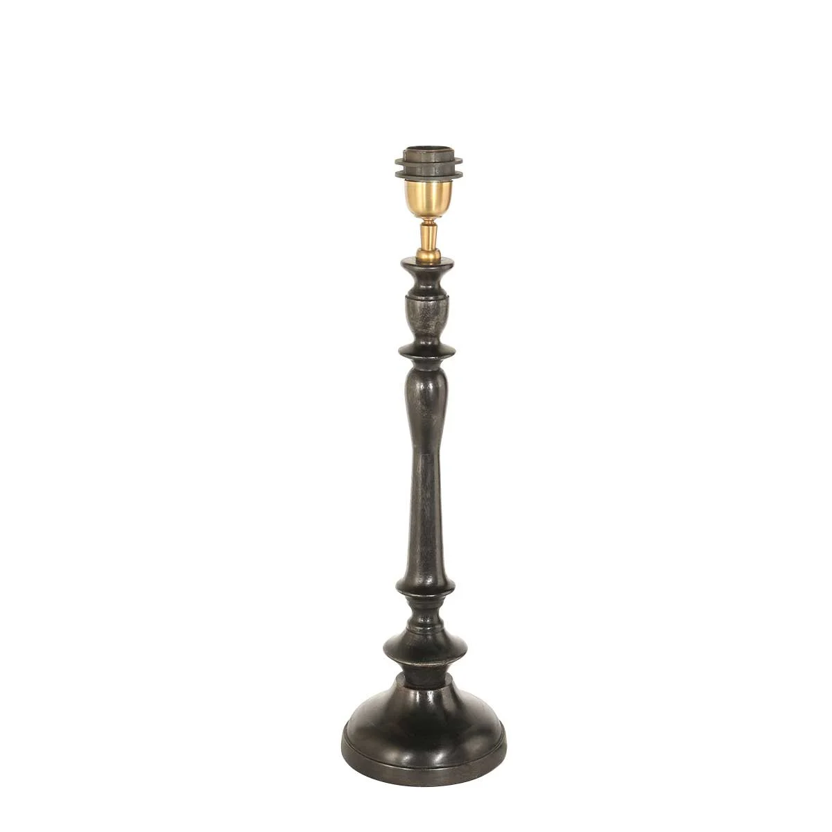Lámpara de mesa clásica con pie negro dorado Steinhauer Bois negroantiguo