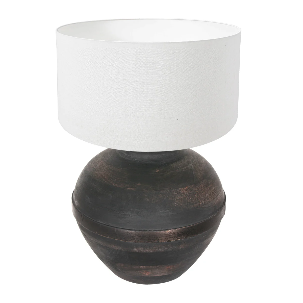 Lámpara de mesa esférica negra de madera / tela Anne Light & Home Lyons