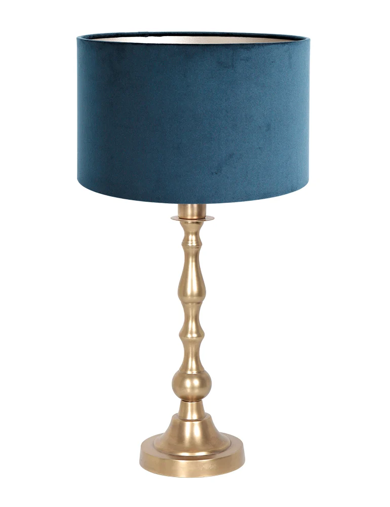 Lámpara de mesa elegante Steinhauer Bassiste azul y bronce