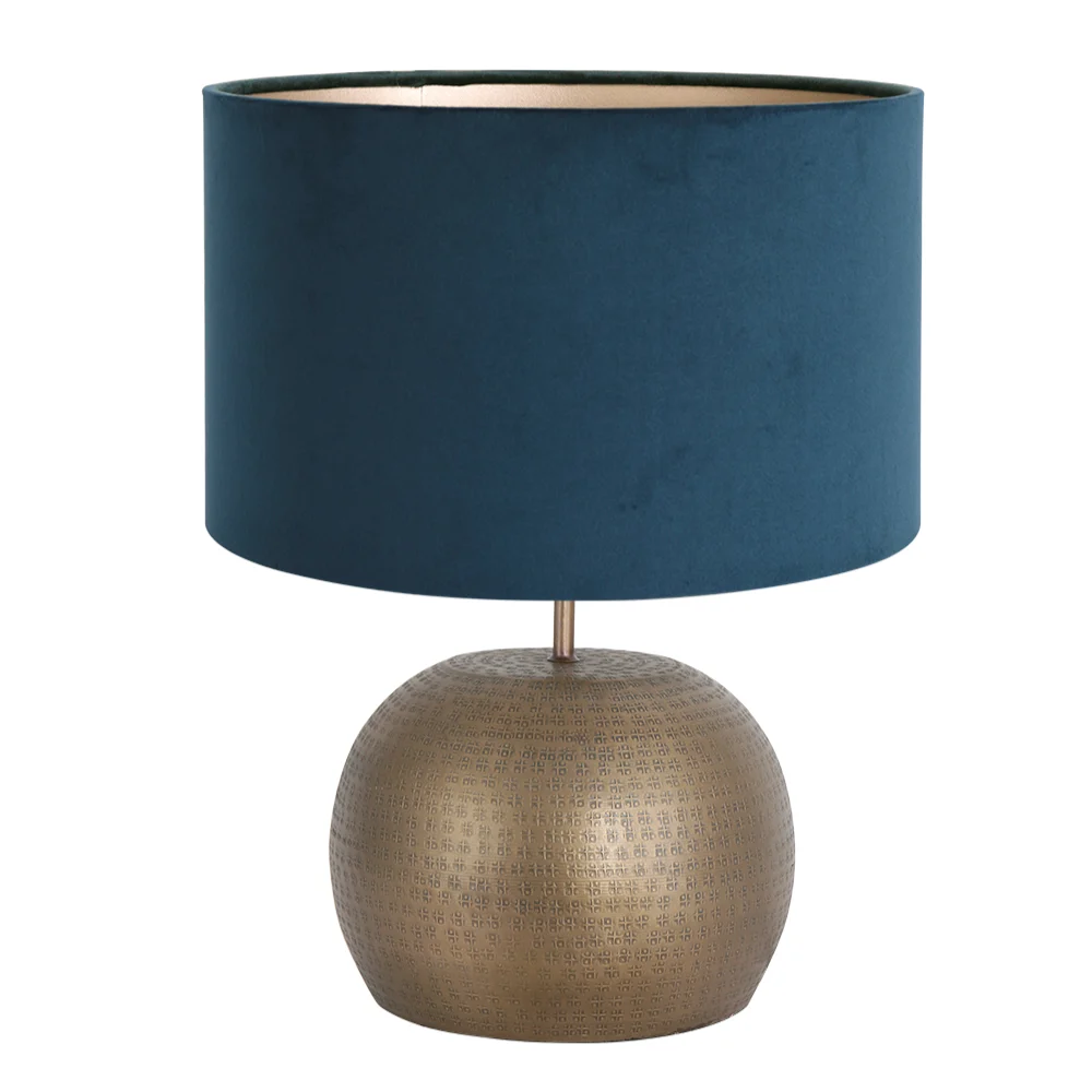 Lámpara de mesa esfera bronce Steinhauer Brass azul