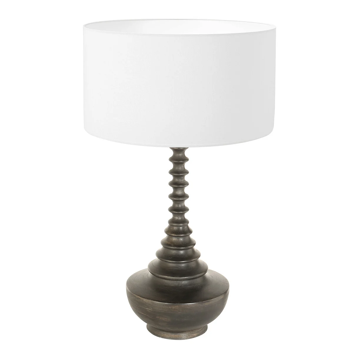 Lámpara de mesa redonda clásica en blanco y negro Steinhauer Bois negroantiguo y blanco