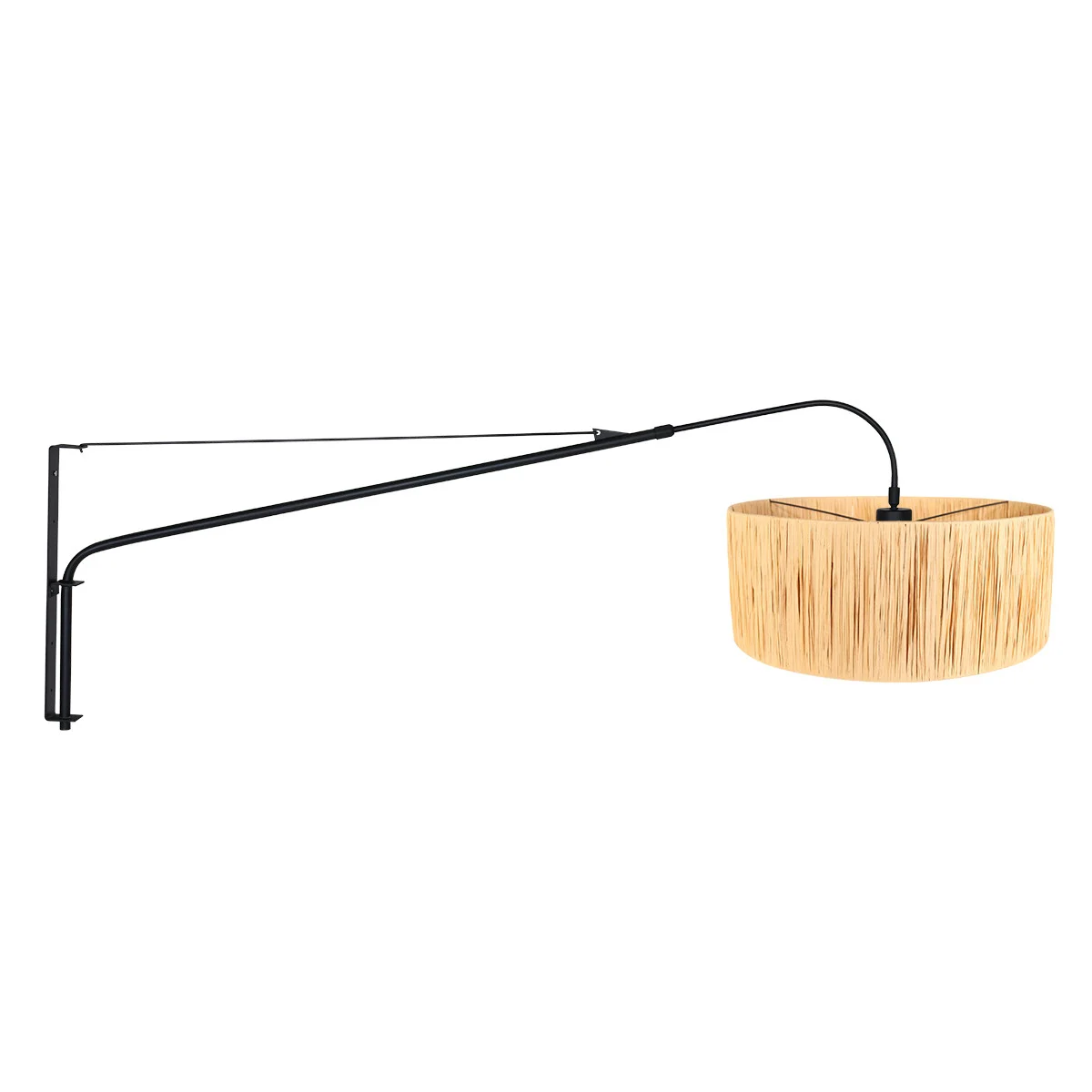 Lámpara de pared en negro con tulipa étnica Steinhauer Elegant classy naturel y negro