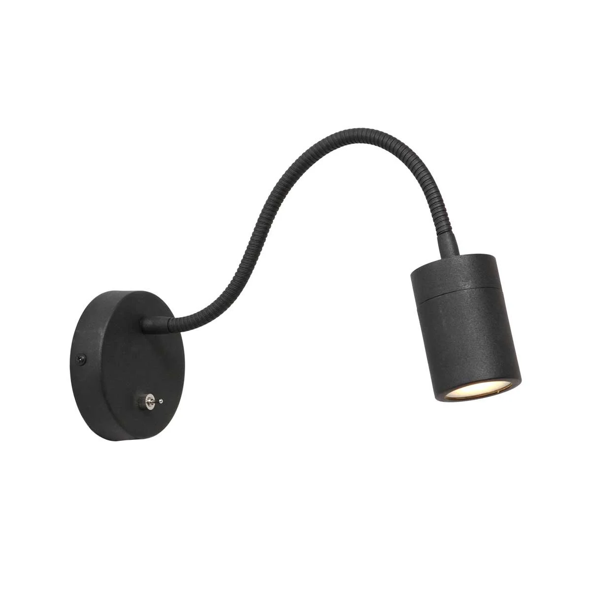 Aplique de pared redonda negra compacta y orientable Mexlite Upround