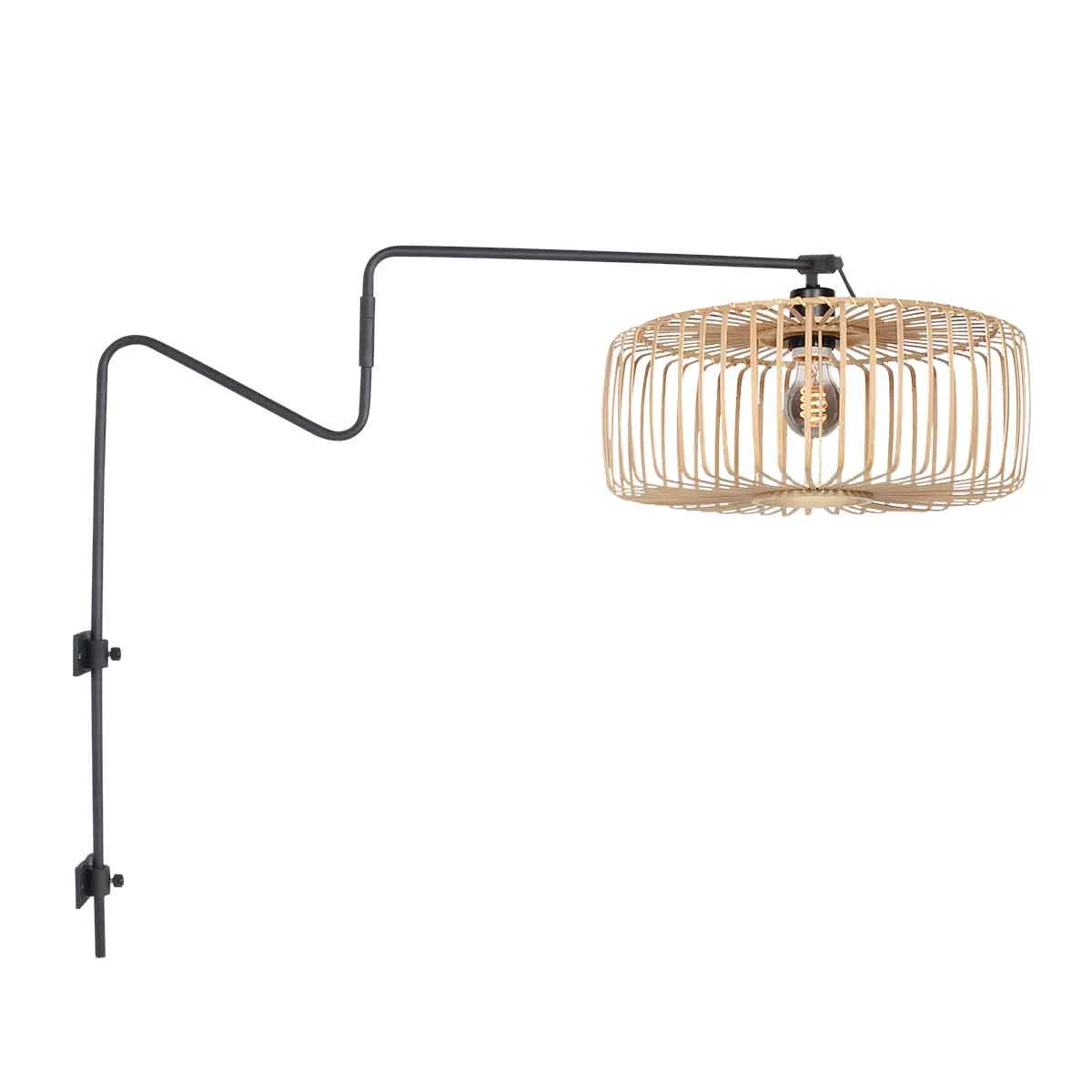 Lámpara de pared negra con pantalla natural Anne Light & Home Linstrom