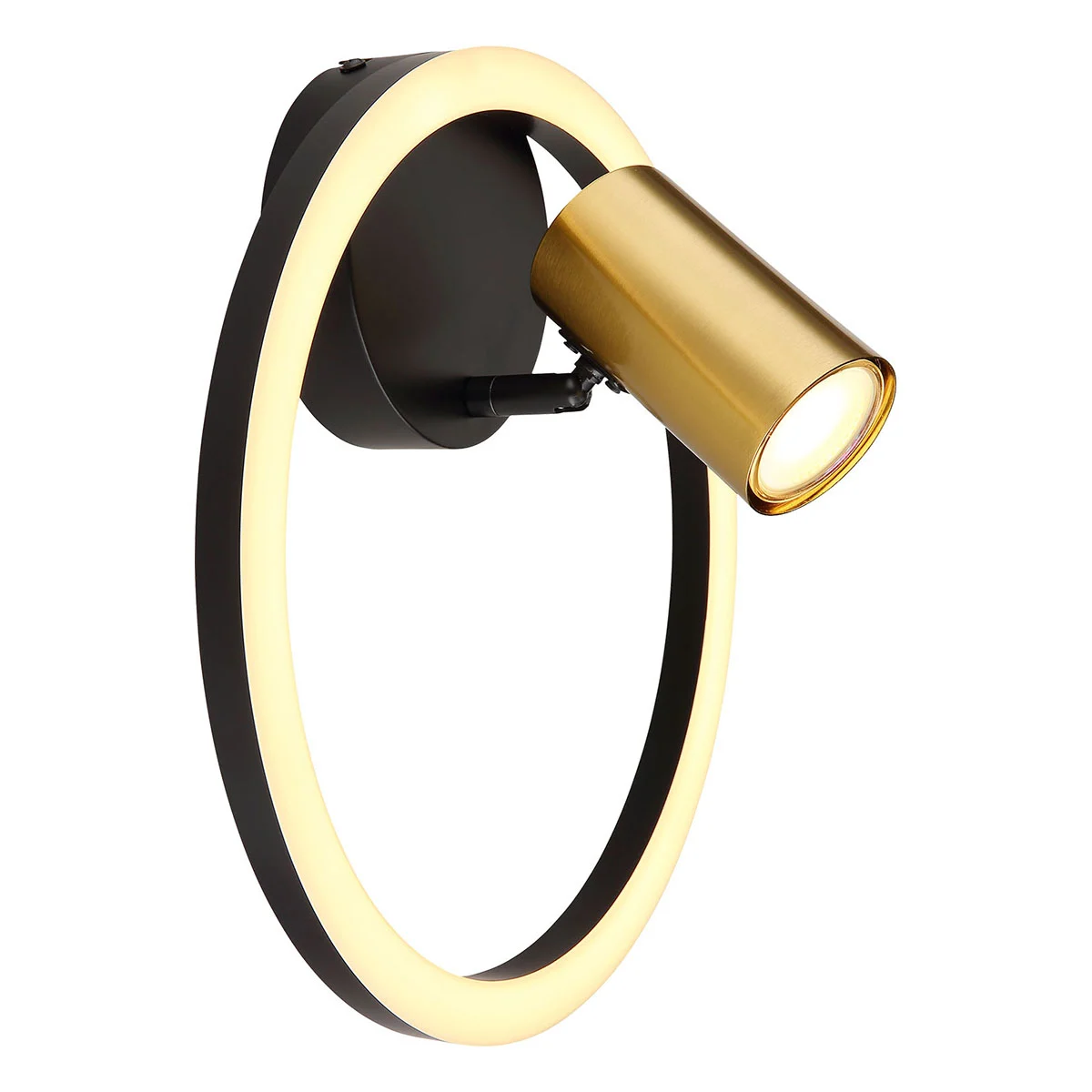 Lámpara de pared negro-dorada con espejo Globo Marrie